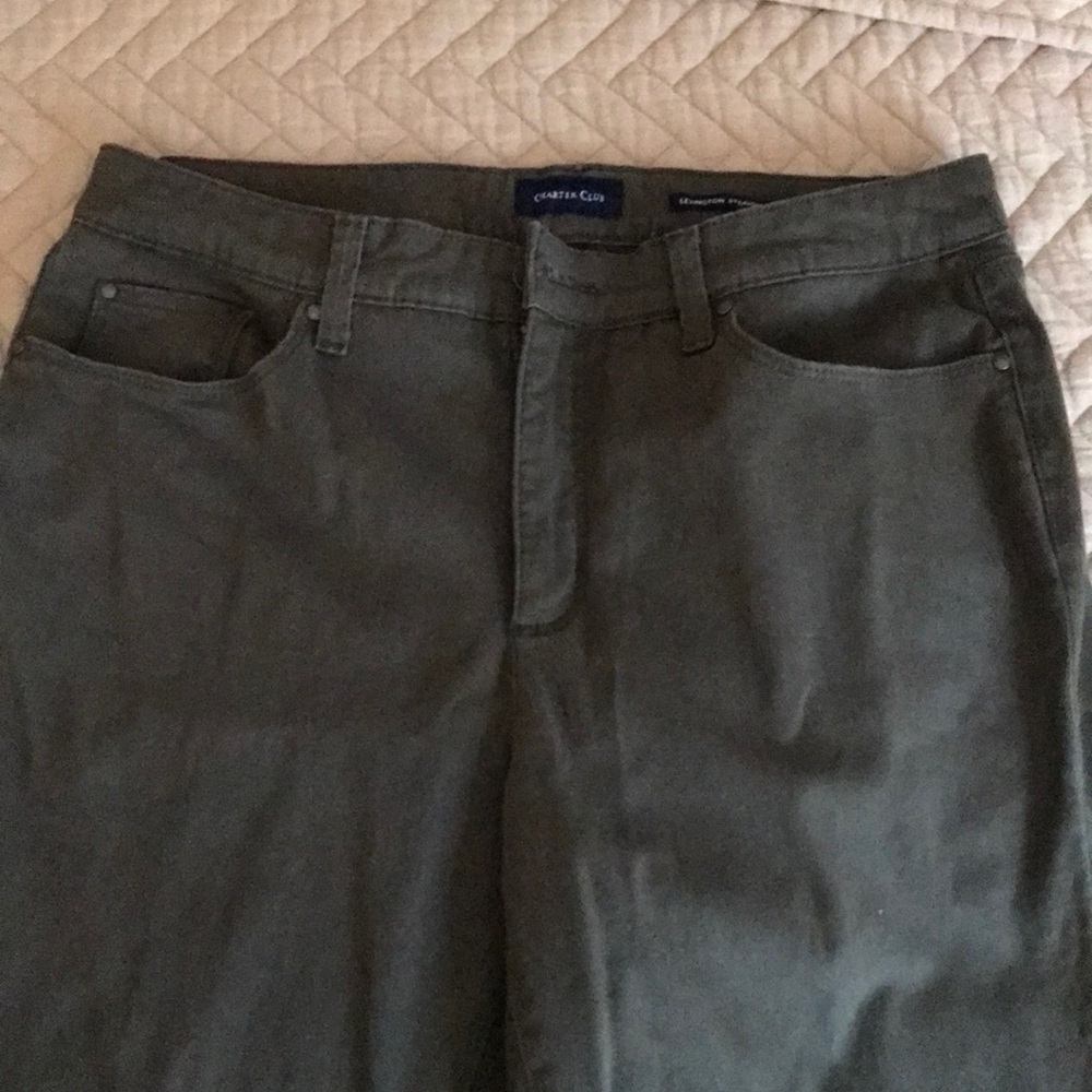 Charter Club Olive Green Pants size 14 Lexington straight leg